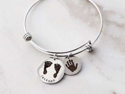 Bracelet jonc à empreinte de patte réelle