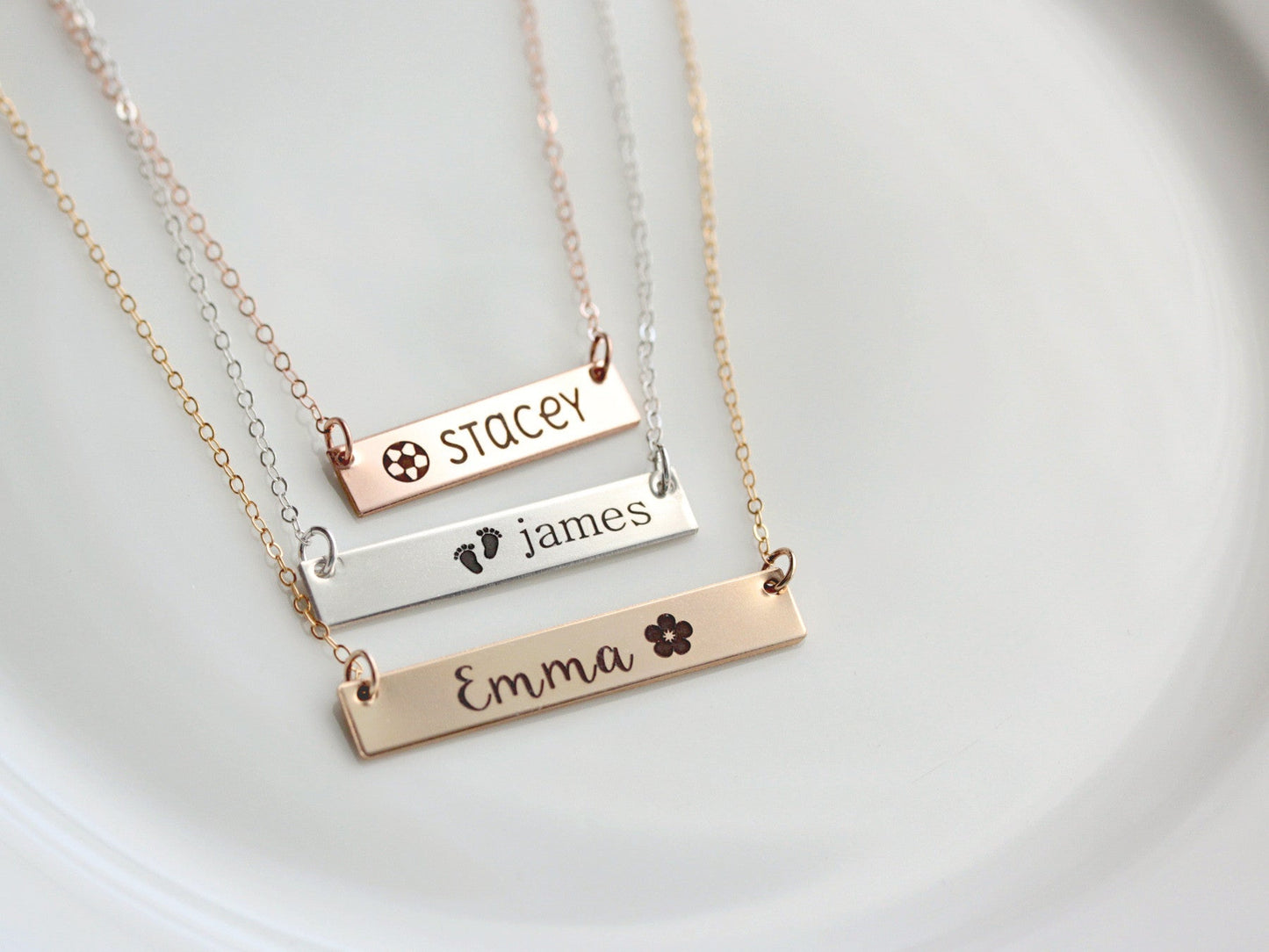 Engraved Bar Necklace | Thick Bar