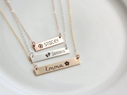 Engraved Bar Necklace | Thick Bar