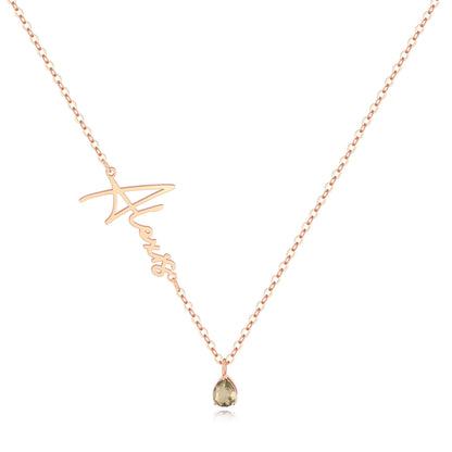 Handmade Birthstone Name Necklace