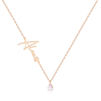 Handmade Birthstone Name Necklace