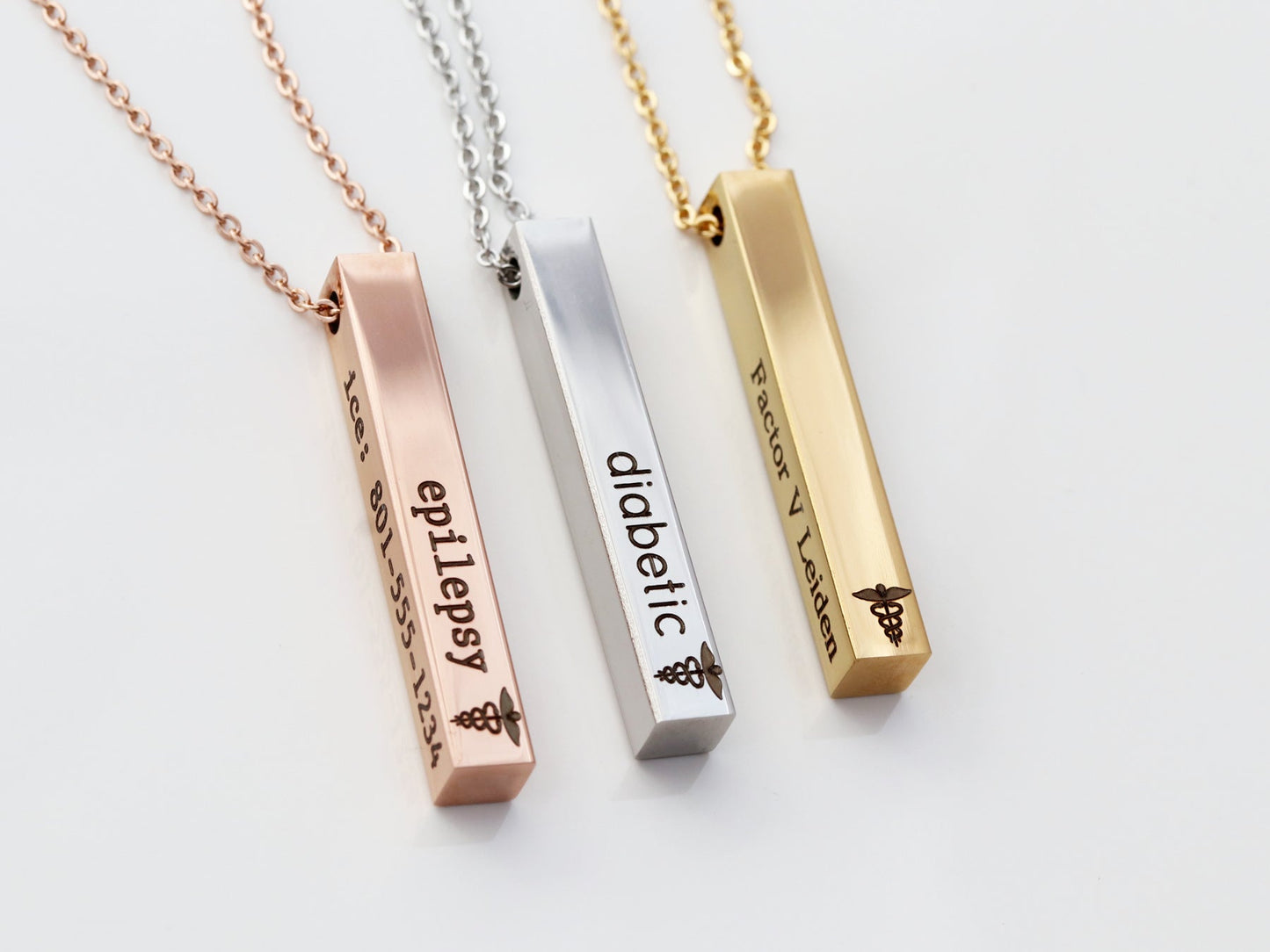 Medical ID Necklace | 4 Sided Bar
