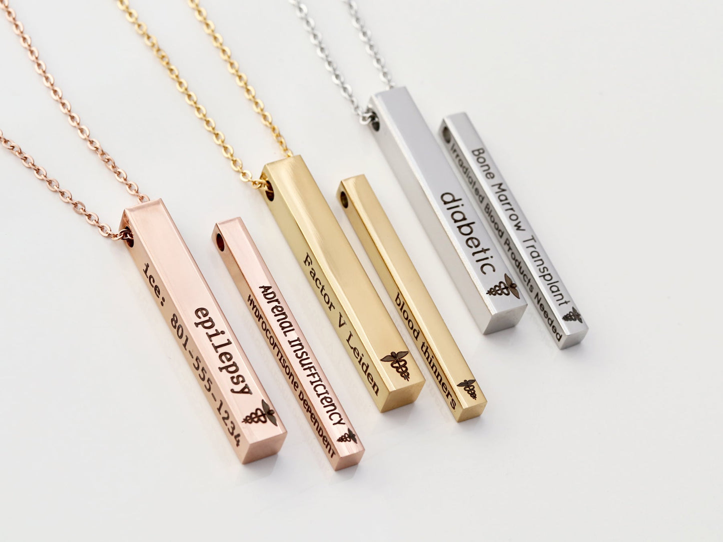 Medical ID Necklace | 4 Sided Bar