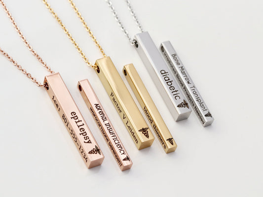 Medical ID Necklace | 4 Sided Bar