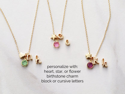 Heart Birthstone Initial Bracelet