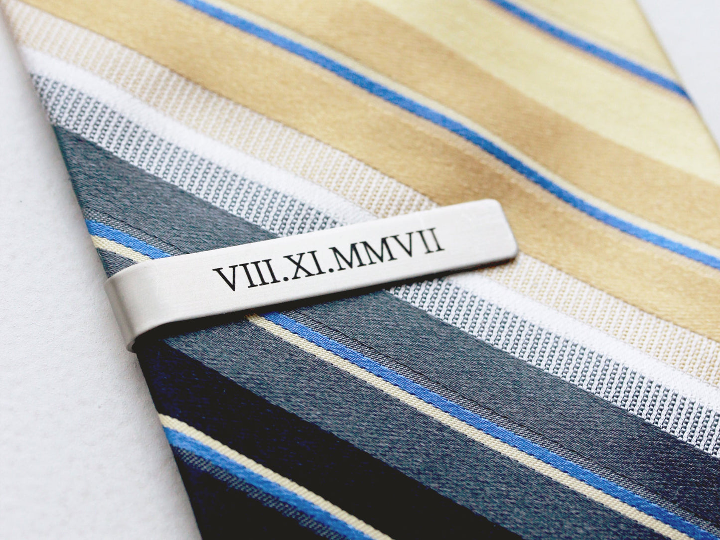 Groom Gift Engraved Tie Clip | Silver, Gold, Black