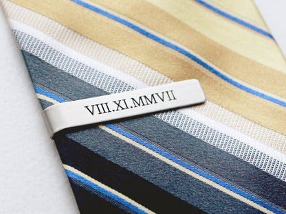 Groom Gift Engraved Tie Clip | Silver, Gold, Black