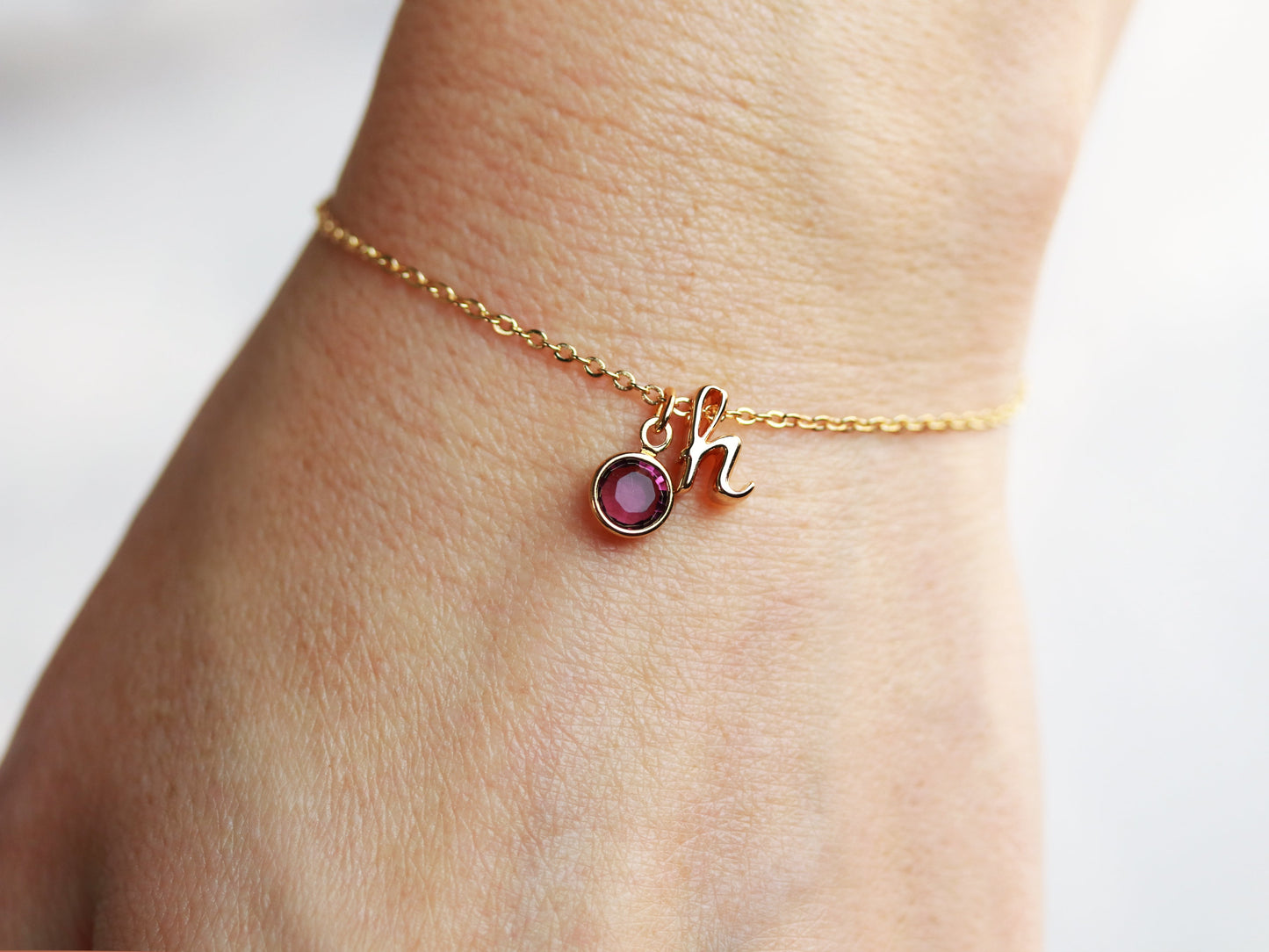 Initialen- und Geburtssteinarmband