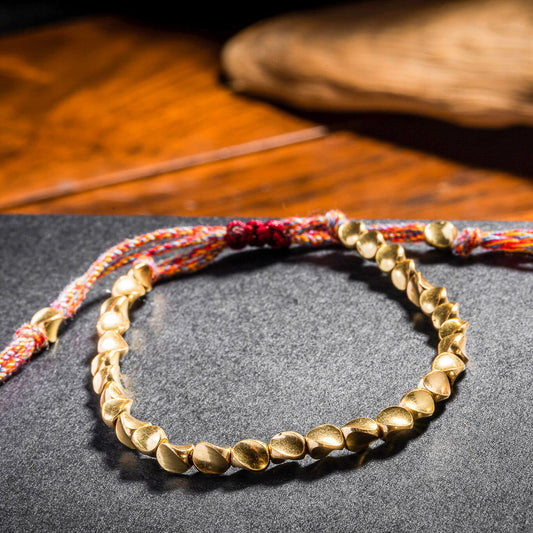 Bracelet tibétain en perles de cuivre fait main – Pour la guérison, la force et la protection