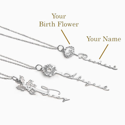 Collier avec nom de fleur de naissance