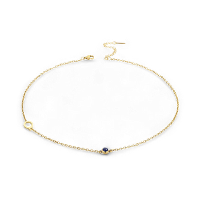 Initial Necklace with Birthstone Accent