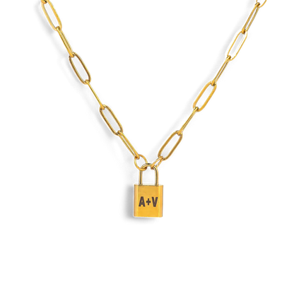 Initial Lock Pendant Necklace