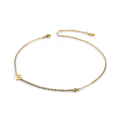 Initial Necklace with Diamond Accent