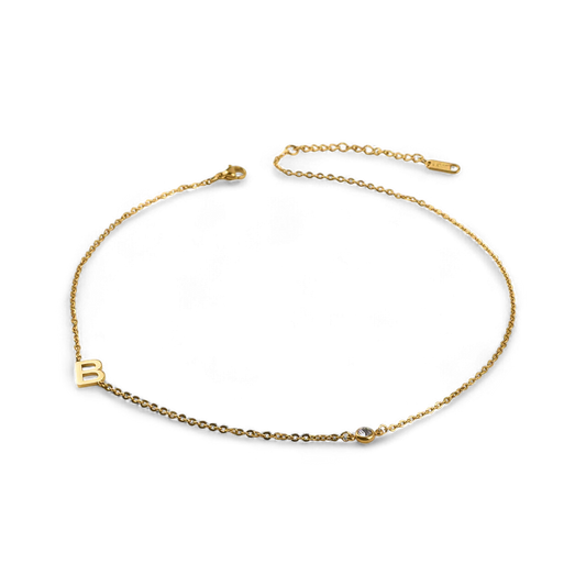 Initial Necklace with Diamond Accent