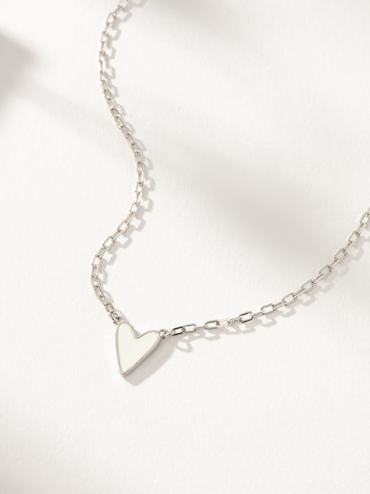 Collier mini cœur blanc
