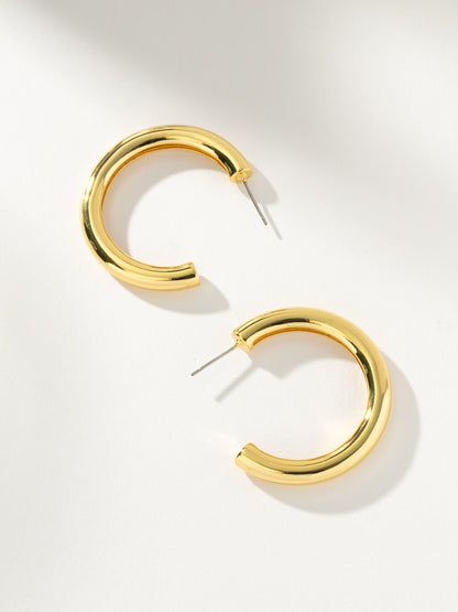 Classic Thick Gold Hoop Earrings