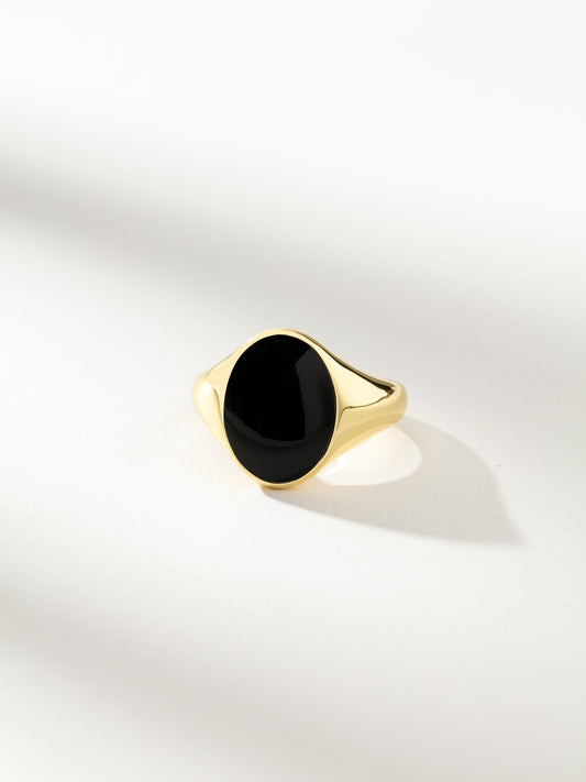 Bague ovale en onyx noir