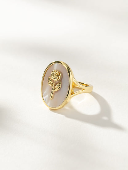 Bague rose nacrée