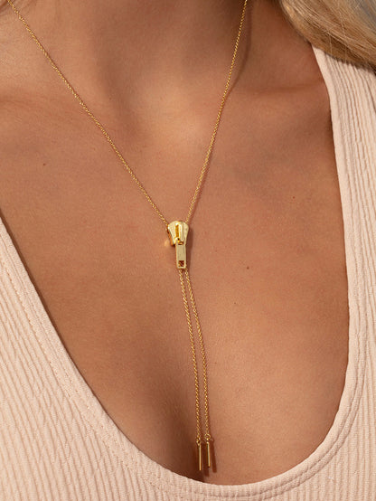 Collier Lariat à fermeture éclair réglable