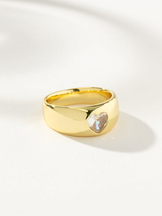 Bague dôme en forme de cœur en diamant