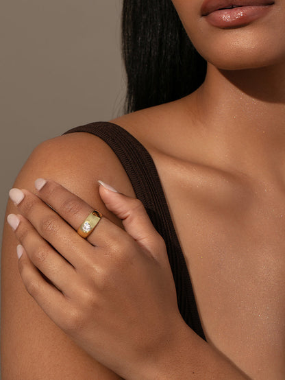 Bague dôme en forme de cœur en diamant