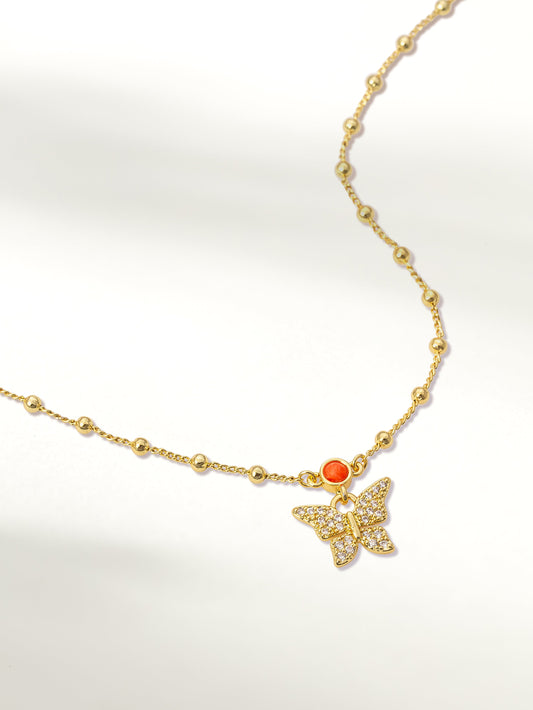 Collier pendentif jardin de papillons