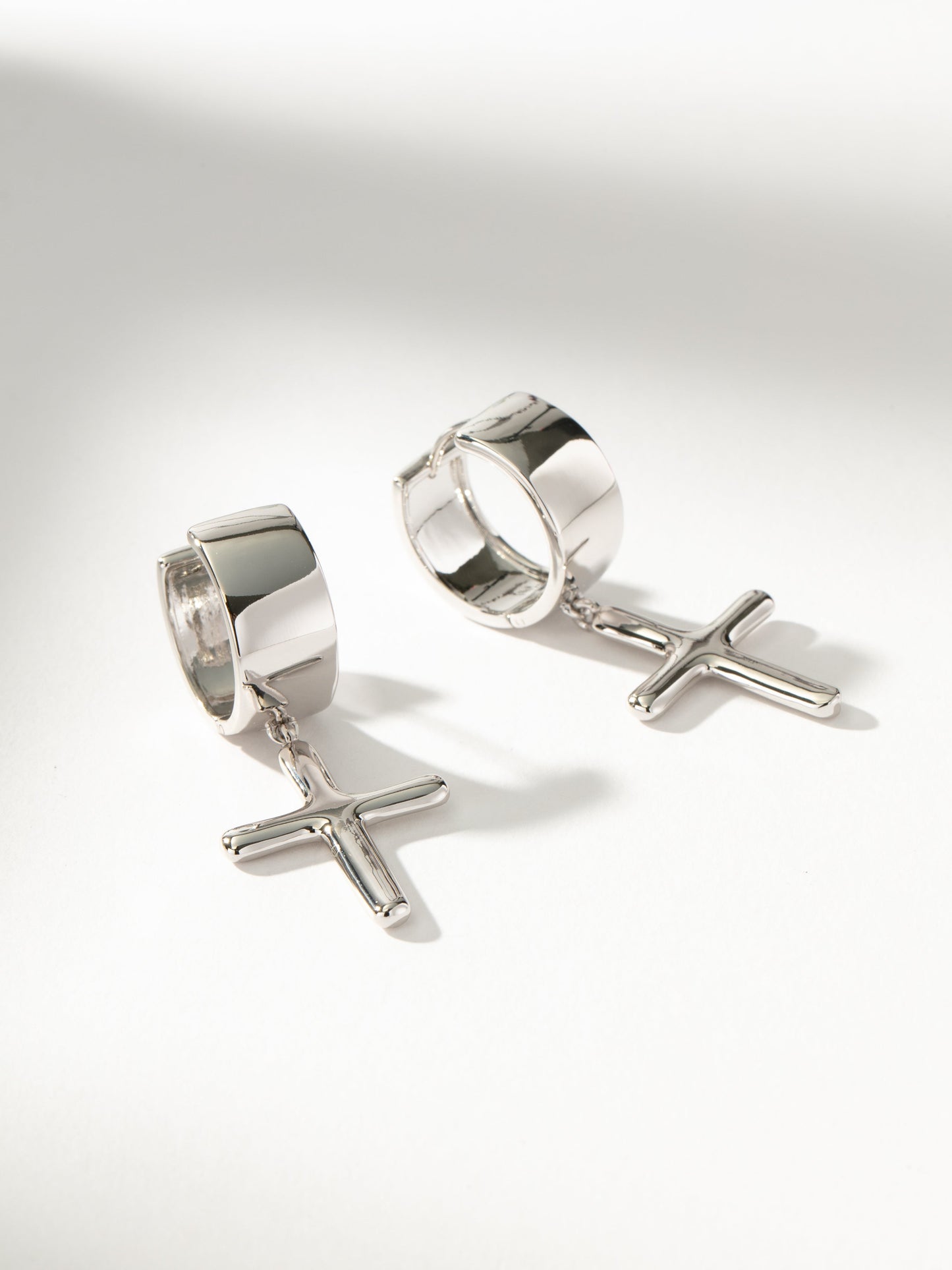 Chunky Cross Huggie Earrings