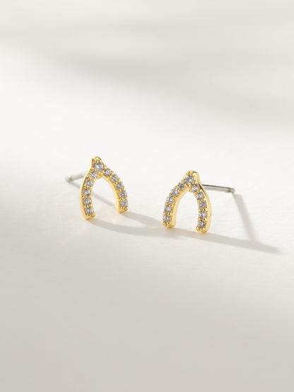 Pavé Wishbone Stud Earrings