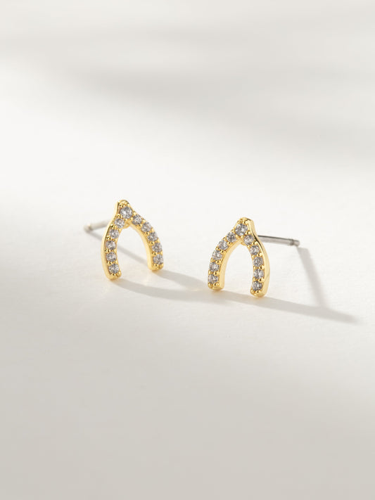 Pavé Wishbone Stud Earrings