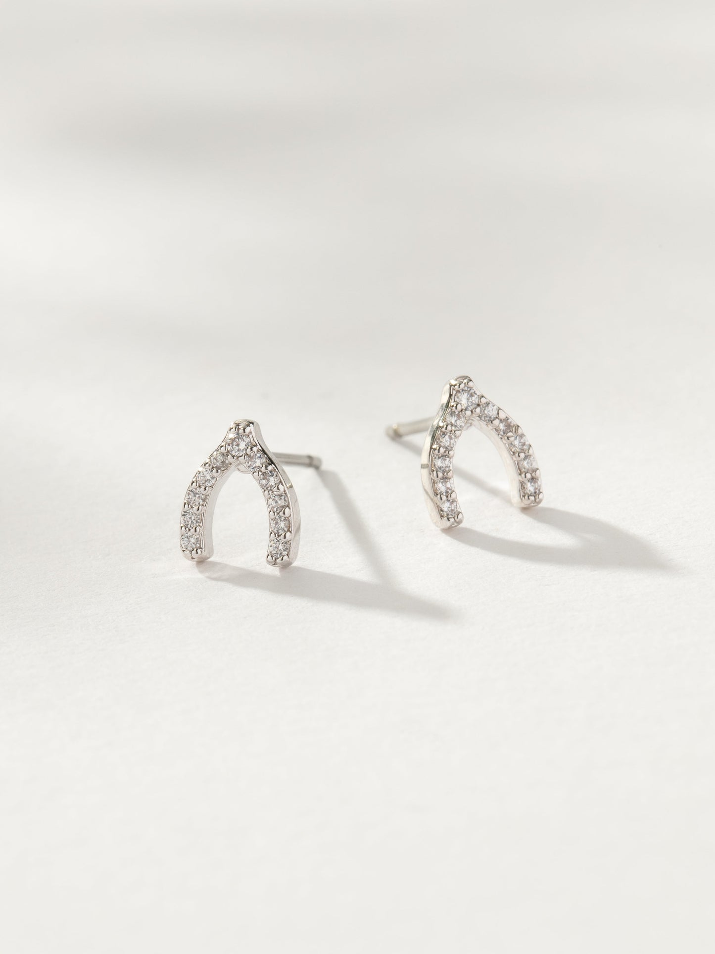 Pavé Wishbone Stud Earrings