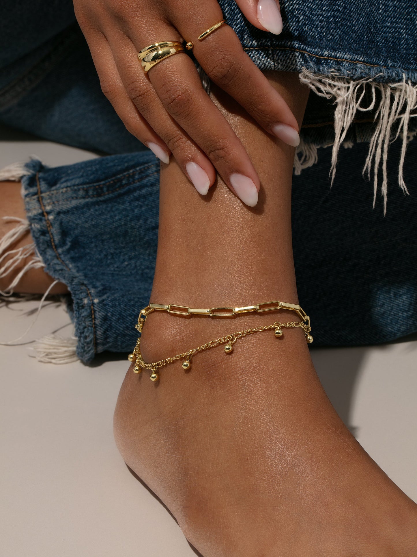 Bracelet de cheville à double chaîne Balance
