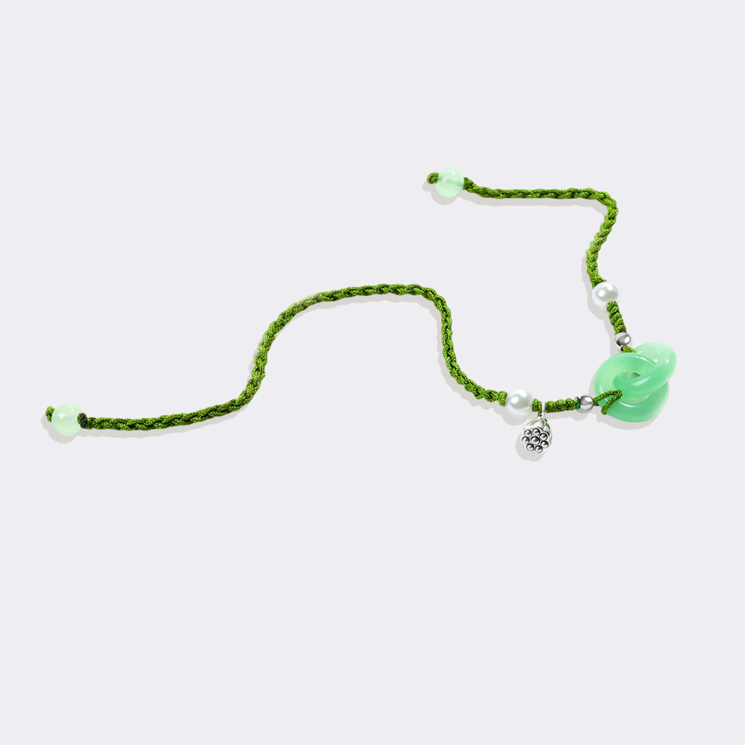 Bracelet de prospérité en perles de jade et lotus
