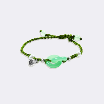 Bracelet de prospérité en perles de jade et lotus