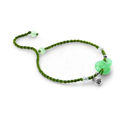 Bracelet de prospérité en perles de jade et lotus