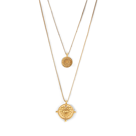 Collier multicouches en pièces de monnaie contre le mauvais œil