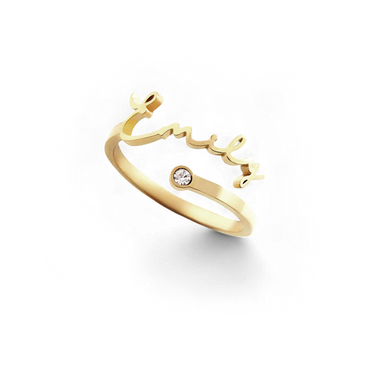 Custom Birthstone Name Ring