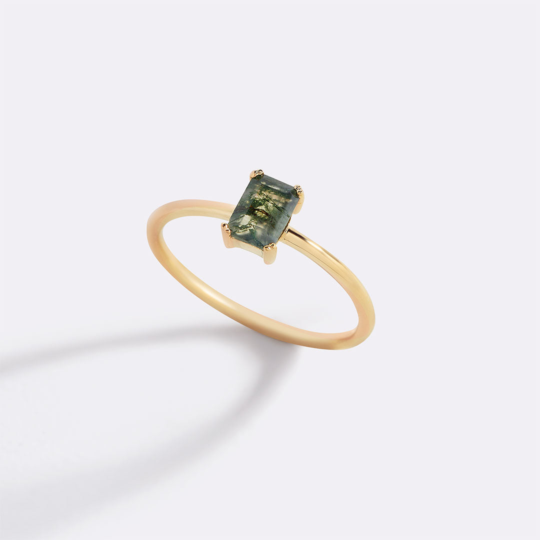 Bague délicate en agate mousse