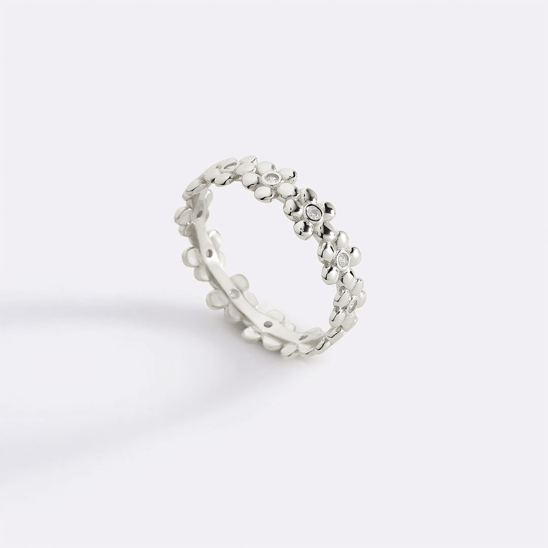 Bague d'éternité diamants et marguerites