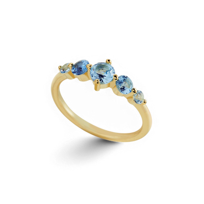 Bague de déclaration à cinq pierres de naissance