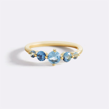 Bague de déclaration à cinq pierres de naissance
