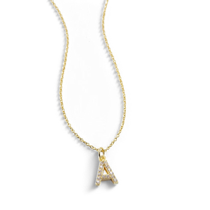 Gold Vermeil Pavé Uppercase Initial Necklace