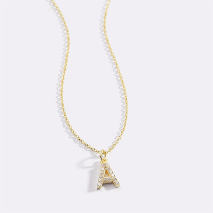 Gold Vermeil Pavé Uppercase Initial Necklace