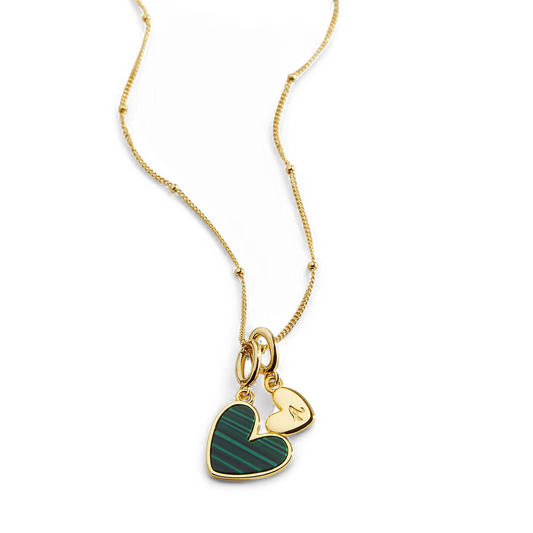 Malachite Initial Heart Necklace
