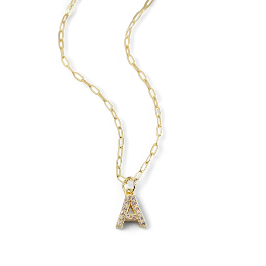 Gold Vermeil Pavé Uppercase Initial Necklace