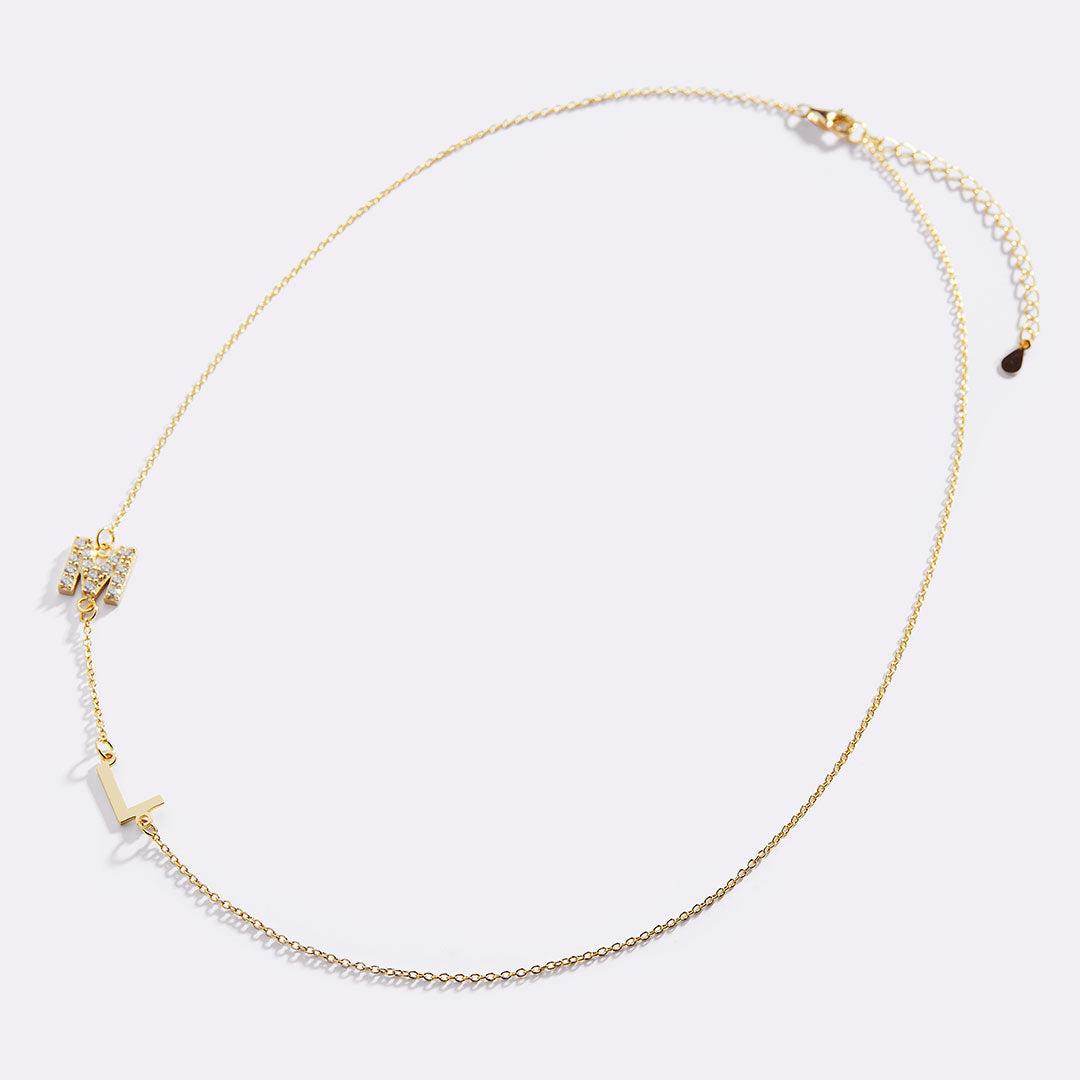 Custom Diamond & Gold 2 Initial Necklace