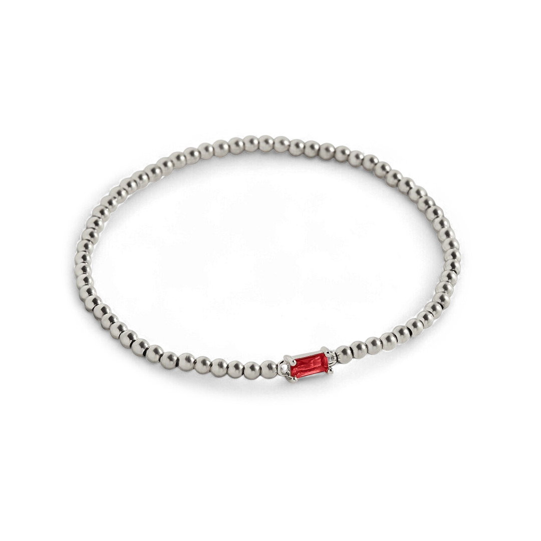 Bracelet en argent sterling avec perles et pierre de naissance