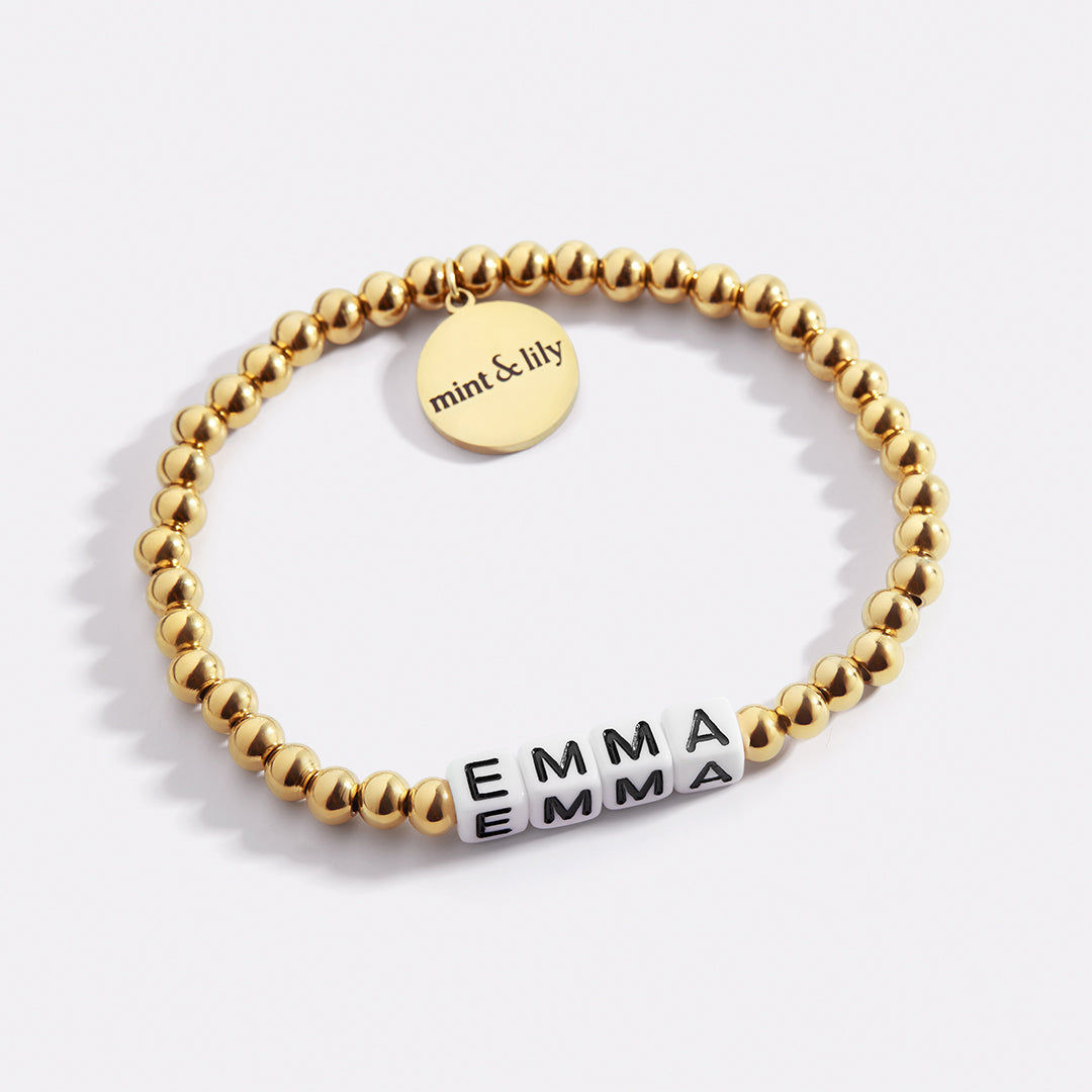 Bracelet d'amitié personnalisé en perles d'or imperméables