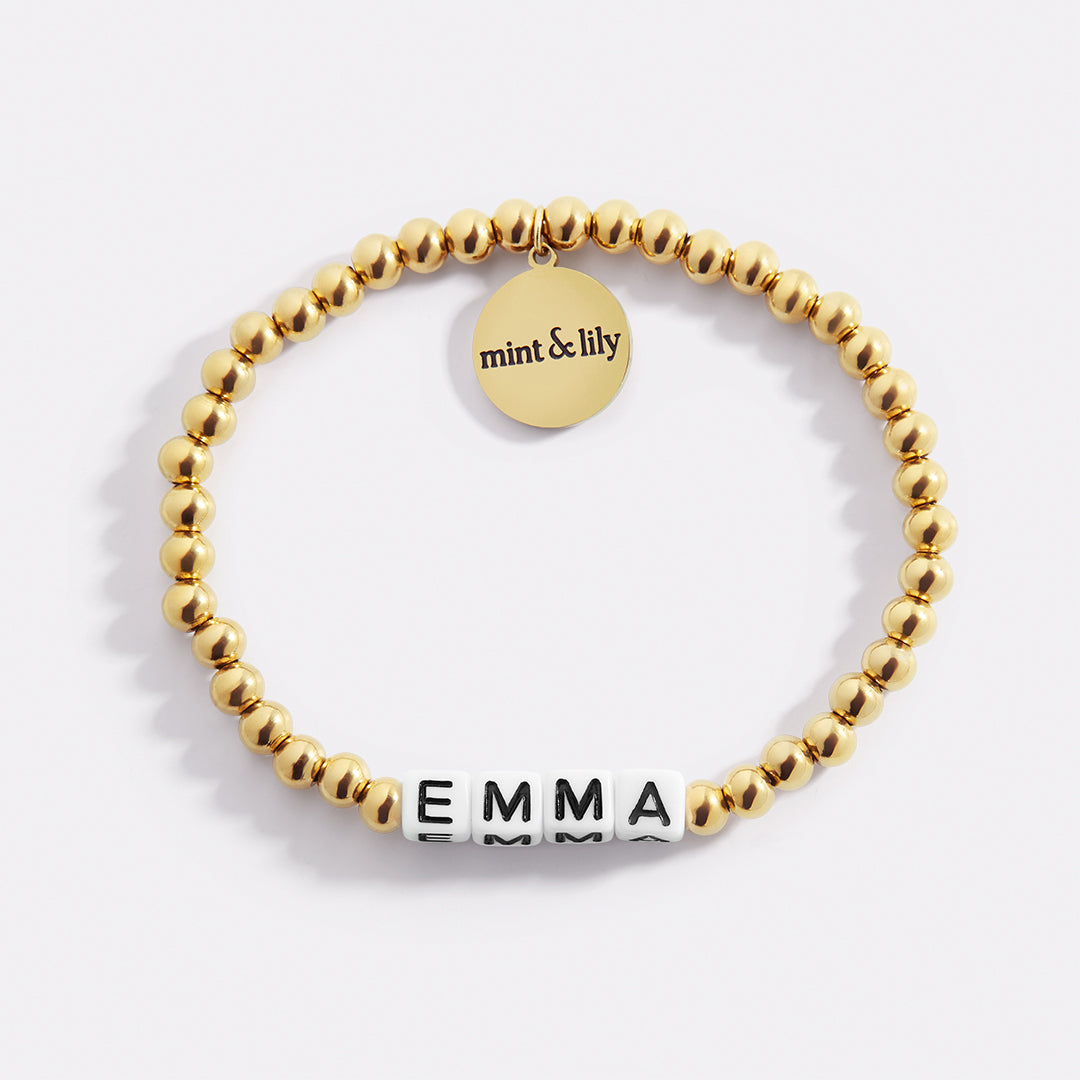 Bracelet d'amitié personnalisé en perles d'or imperméables