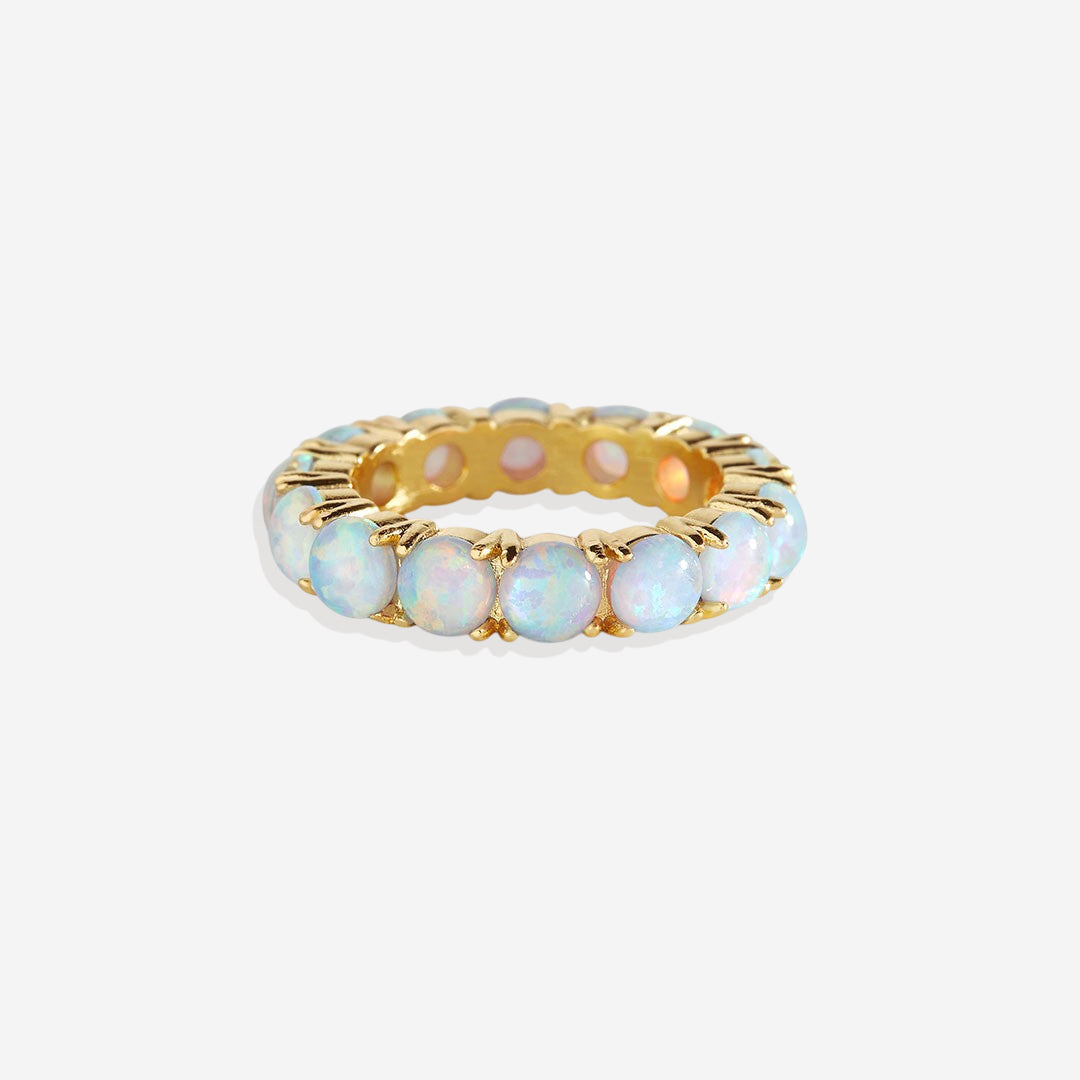 Bague d'éternité en opale bleue