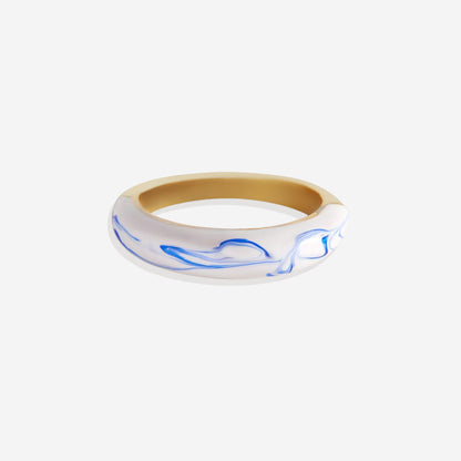 Bague dôme en porcelaine bleue